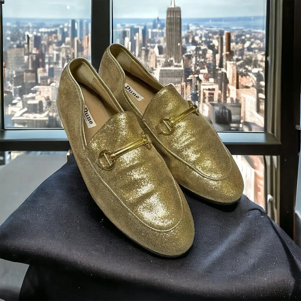 Dune London Womens Shoes Sz 40 EU Gold‎ Bit Loafers Leather Uppers